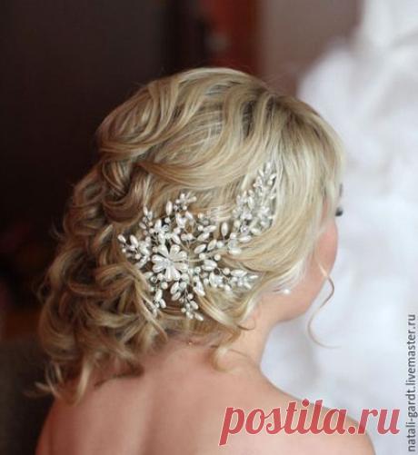 Купить Свадебное украшение &quot;Цветущая весна&quot;.Украшение в прическу - белый, Украшение ручной работы