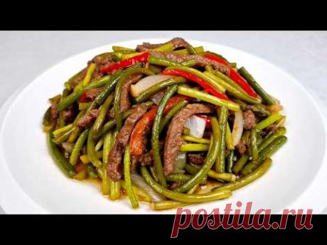 Это настолько ВКУСНО, что можно есть хоть каждый день! ЖАРЕНЫЕ ЧЕСНОЧНЫЕ СТРЕЛКИ С МЯСОМ!