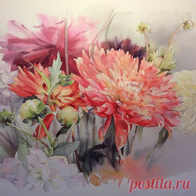 Георгины.  #рисую_все_что_вижу #поканемойсад #art #artist #paint #draw #watercolor #watercolorpainting #acuarela #aquarelle #aquarell #topcreator #art_we_inspire #process_of_creativity #artstagram #worldofartists #global_artist #artworks_artist #arts_gallery #arts_help #skrien #dahlia #fleurs #flowers #георгины #цветы #акварель #winsornewton #sennelier #lanaquarelle