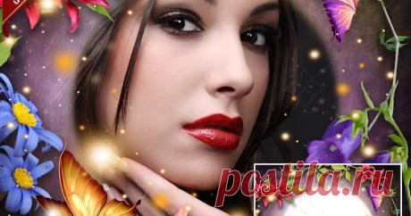 Bonito marco para fotos de mujer con diseño floral