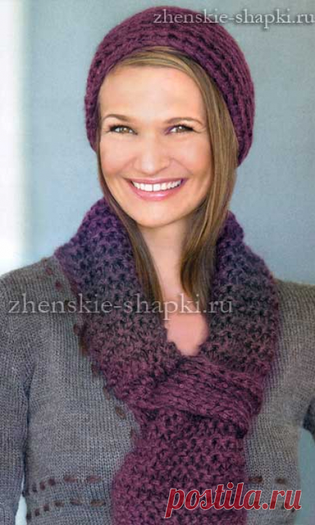Вязание шапки и шарфа для женщины 50 лет
