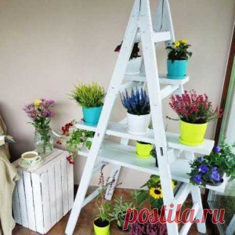 Стойка для цветов в виде лестницы: пошаговый мастер-класс с фото