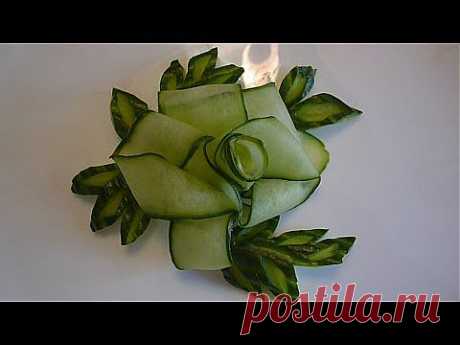 Цветок и лепестки из огурца. Украшения из овощей. Decoration Of Vegetables. Decoration Of Cucumber - YouTube
