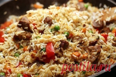 Рис со свининой и овощами..