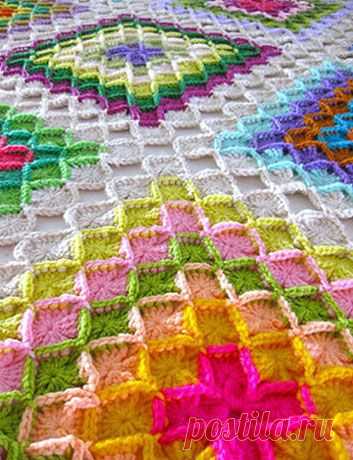 Разноцветное покрывало из мотивов пошаговая инструкция. | Домоводство для всей семьи