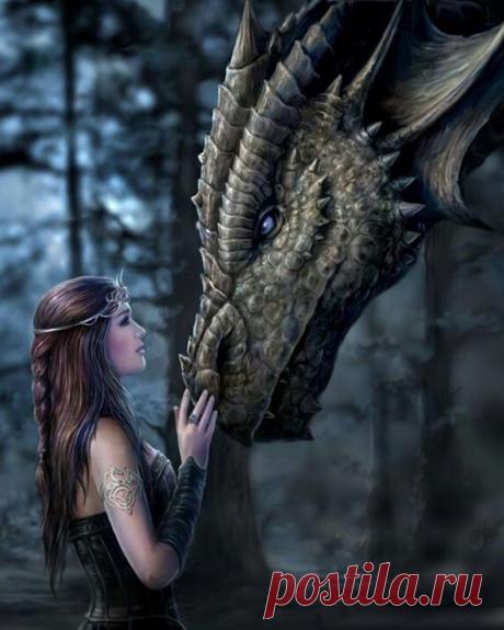 вАлмазе RU - арт.21078 Алмазная мозаика "Девушка и дракон" [размер 40*50 см.] - 2300 руб. - в наличии!