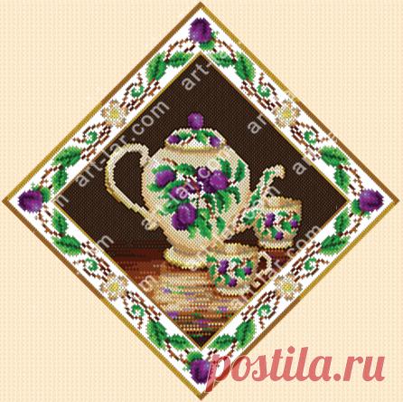 БИС-6717 'Чайний сервіз із сливами' (“Чайный сервиз со сливами”) - наборы и схемы для вышивания бисером и нитками от ART&LAR