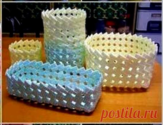 Корзиночки из трубочек для коктейля