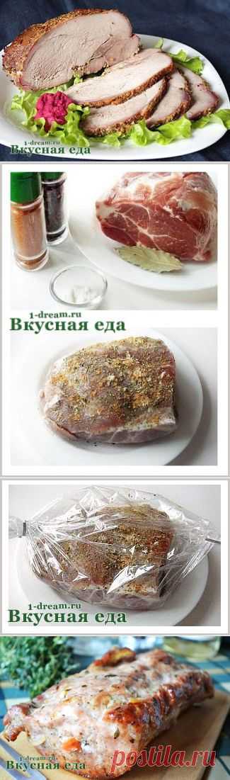 Буженина в мультиварке - рецепт свинины запеченной в рукаве - Вкусная еда