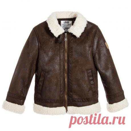 iDo Junior - Boys Brown Synthetic Suede Jacket | Childrensalon
