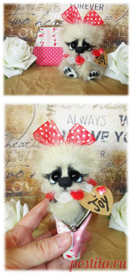 OOAK Mini Miniature Jointed Bear Joy &amp; Wallet by Cutestarts