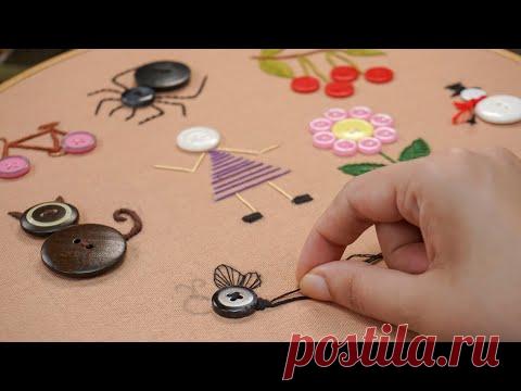 10 CUTE BUTTON EMBROIDERY ART: Simple Stitching Ideas