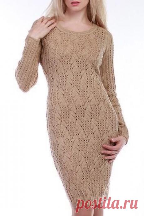 Платье с ажурным узором, спицы