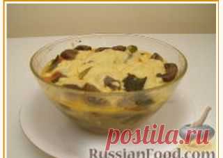 Овощное соте с шампиньонами и сыром.