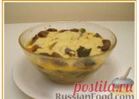 Овощное соте с шампиньонами и сыром.