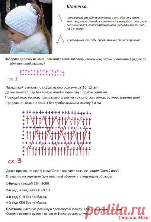 *Очень красивая шапочка для хвостатых девочек-2 - Все в ажуре... (вязание крючком) - Страна Мам
