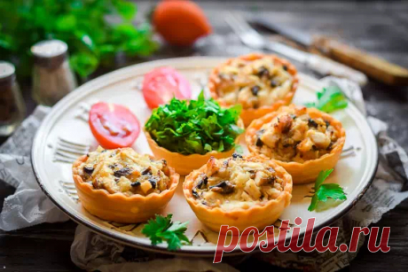 Тарталетки с курицей и грибами к праздничному столу быстро и очень вкусно - простой пошаговый рецепт с фото от Алены Каменевой