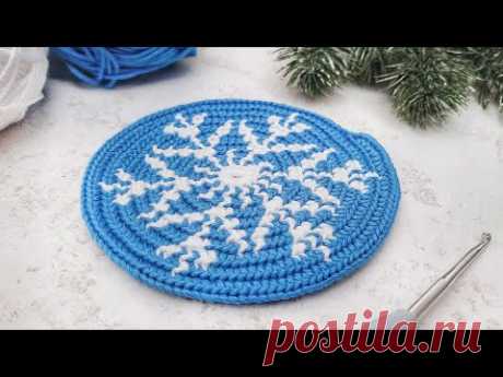 Вяжем снежинку - Жаккард крючком/ Crochet snowflake - tapestry crochet