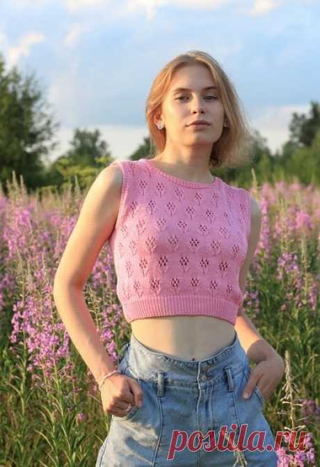 Цветочный топ спицами, Вязание для женщин