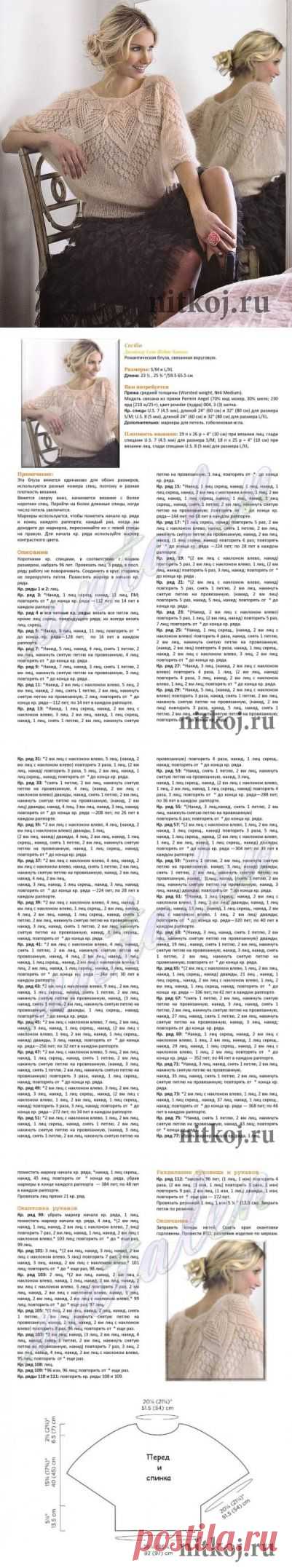 Мохеровая блуза спицами с рукавами летучая мышь » Ниткой - вязаные вещи для вашего дома, вязание крючком, вязание спицами, схемы вязания