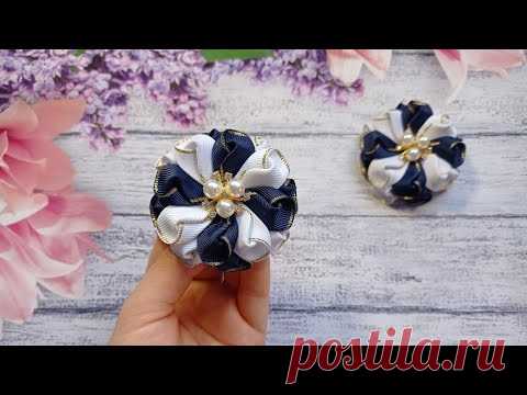 БАНТИКИ ЦВЕТОЧКИ ИЗ РЕПСОВОЙ ЛЕНТЫ 2,5 СМ! КАНЗАШИ / МАСТЕР КЛАСС / RIBBON BOWS / DIY