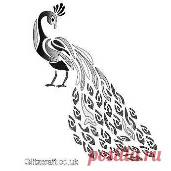 Peacock Stencil 3 Peacock Stencil  The Peacock bird Stencil can be used to make cards or as part of a craft project. The beautiful blue and green feathers of the peacock will come to life with the Glitzcraft blue and green Glitter pastes. The stencil can be used on  fabric to make cushions or curtains or stencilled directly on the wall 