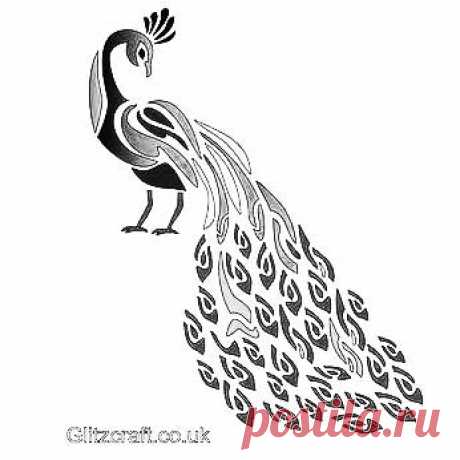 Peacock Stencil 3 Peacock Stencil  The Peacock bird Stencil can be used to make cards or as part of a craft project. The beautiful blue and green feathers of the peacock will come to life with the Glitzcraft blue and green Glitter pastes. The stencil can be used on  fabric to make cushions or curtains or stencilled directly on the wall 