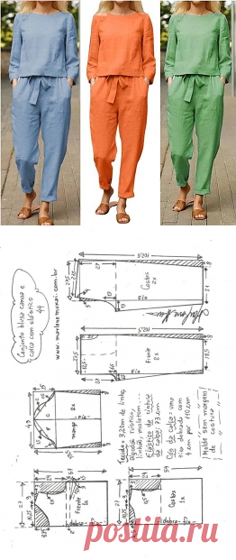 Conjunto blusa canoa e calça com elástico – Marlene Mukai