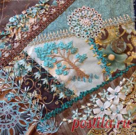 Сочетание техники «крейзи квилт» и вышивки в потрясающих работах мастеров - Ярмарка Мастеров - ручная работа, handmade