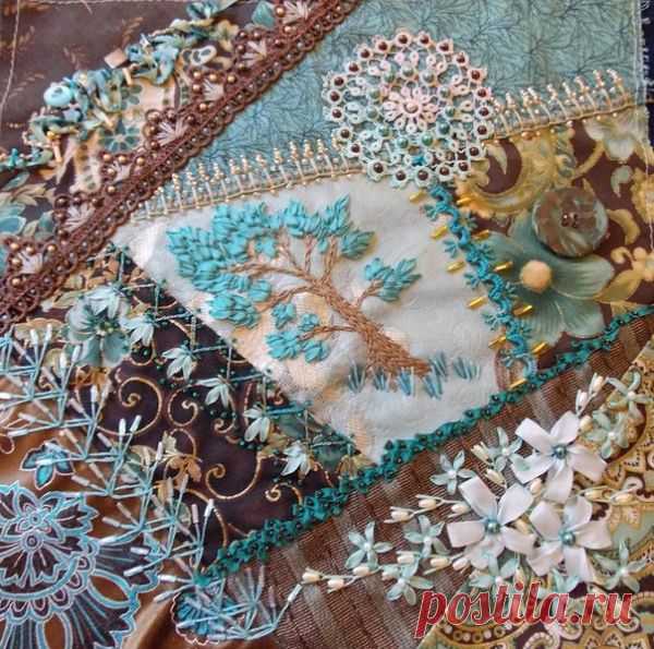Сочетание техники «крейзи квилт» и вышивки в потрясающих работах мастеров - Ярмарка Мастеров - ручная работа, handmade