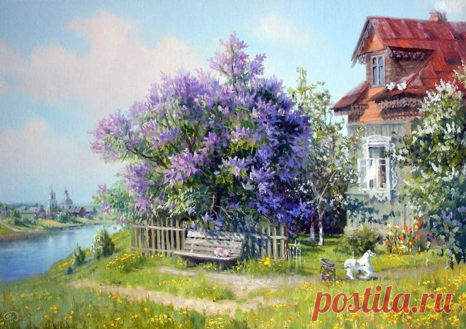 луг.околица.домишко. худ.Василий Жданов