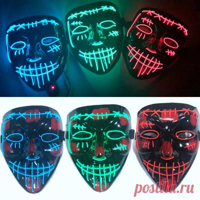 New Halloween Party Masks Glow LED Masks Light Up for Festival Cosplay Costume F - US$7.39