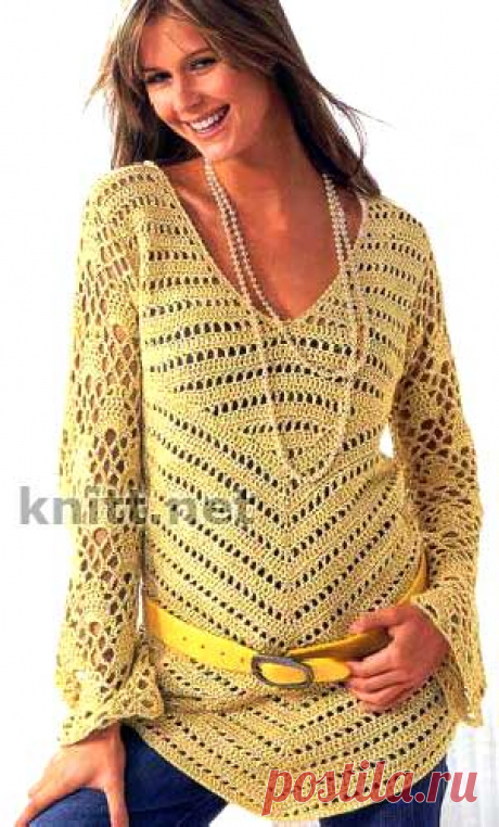 Туника с клиновидным краем крючком | knitt.net | Все о вязании