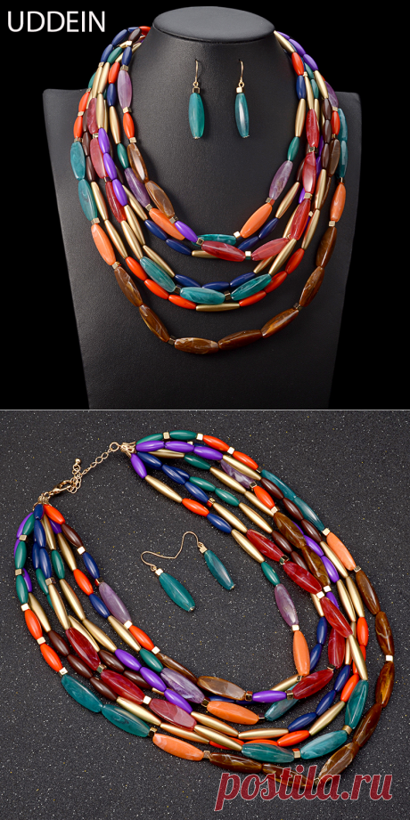 Uddein новейшие модные цвета бисер Многослойная ожерелье Женщины партия ювелирных изделий чешского себе ожерелье африканские украшения из бисера комплект купить на AliExpress