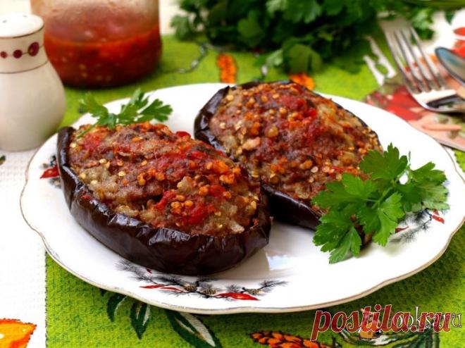 Баклажаны фаршированные мясным фаршем фото рецепт приготовления
