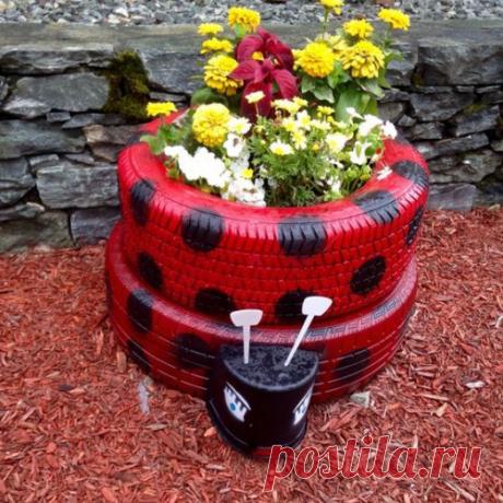 Поделки из шин для сада — клумбы, мебель, качели и даже бассейн