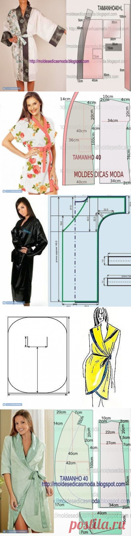 Много вариантов халатов с простыми выкройками — Сделай сам, идеи для творчества - DIY Ideas
