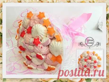 🌺БУКЕТ ИЗ ЗЕФИРА, МАРМЕЛАДА И СУФЛЕ🌺Простой мастер класс🌺 How to Make a Marshmallow Flower Bouquet