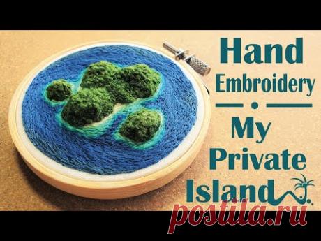 Hand Embroidery Hoop Art: My Private Island | Landscape Embroidery