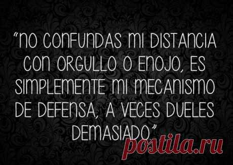 Не путай мою сдержанность с гордостью или обидой, это просто мой защитный механизм, иногда ты доставляешь мне слишком много боли / Изучаем Испанский