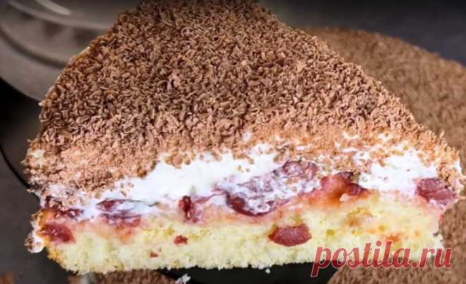 Нежный и вкусный вишнёвый торт 