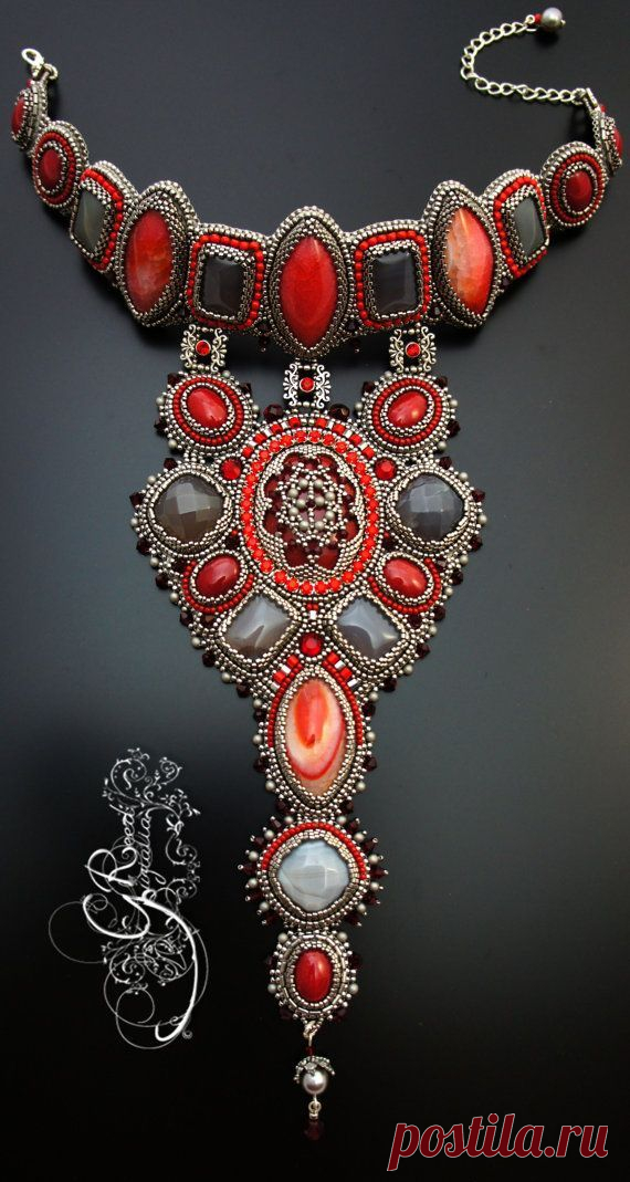 (28) Red and Grey Choker Necklace | Красный, Ожерелья и Ожерелье-ошейник