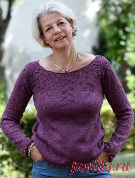 Пуловер с ажурной кокеткой Lazy Olive - Вяжи.ру