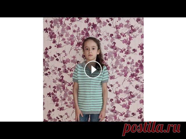 Футболка - поло  спицами. Часть Первая. Росток. Реглан. Футболка-поло связана на мальчика на 7,5 лет, рост 122 см. Нитки использовались из летний серии Пехорка Pearl Yarn жемчужная 59-(мышонок) и 411(мята)....