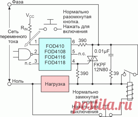 Комбинация симистора и реле - FOD410, FOD4108, FOD4116, FOD4118