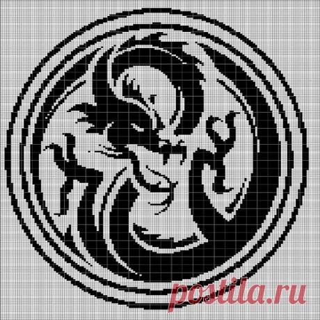 BLACK DRAGON CROCHET AFGHAN PATTERN GRAPH | VandihandCrochet on ArtFire