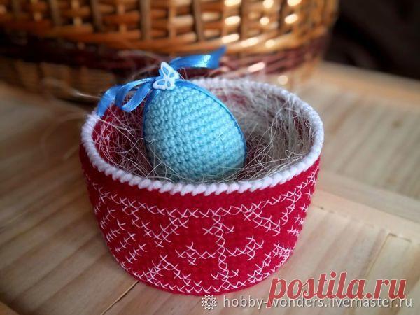 Мастер-класс: Пасхальная корзинка крючком с вышивкой крестом для новичков | Журнал Ярмарки Мастеров