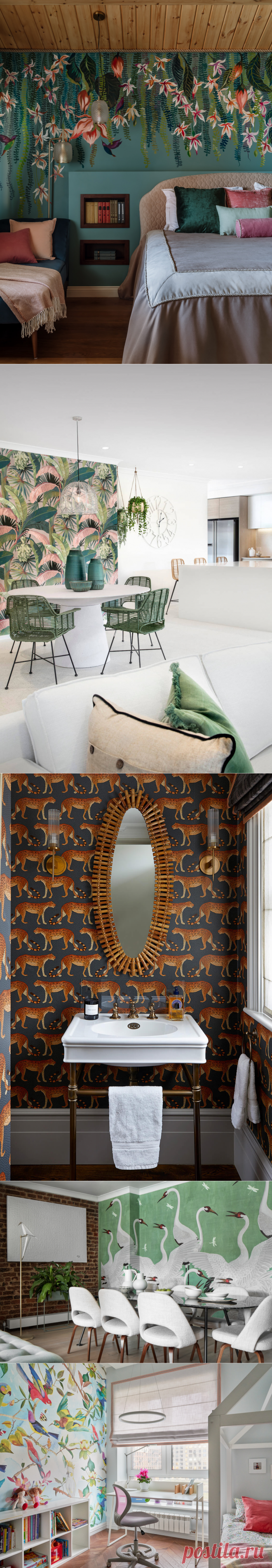 Фотоохота: Обои с орнаментами дикой природы — все еще популярны | Houzz Россия