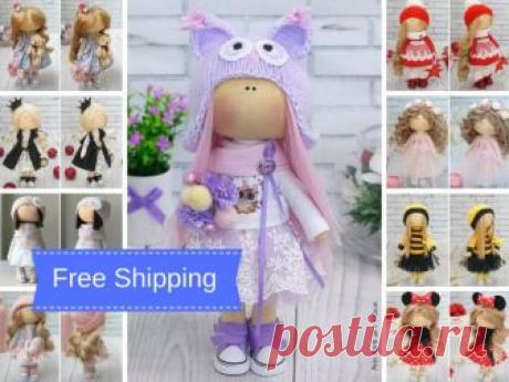 Owl Winter Doll, Marry Christmas Doll, Tilda Cloth Doll, Fabric Rag Doll, Nursery Decor Doll, Purple Soft Doll Handmade Art Doll by Kristina Hello, dear visitors!  This is handmade cloth doll created by Master Kristina (Vladivostok, Russia). All dolls stated on the photo are mady by artist Kristina. You can find them in our shop searching by artist name: