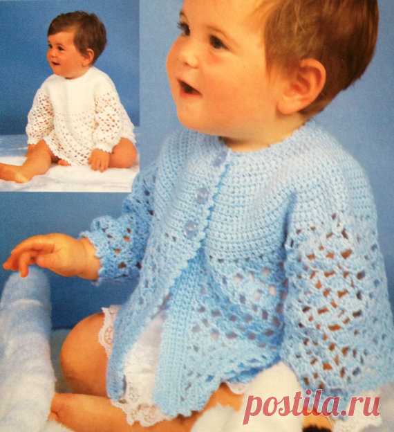 crochet pattern for baby girls angel top and matinee coat in sizes 14-18 inch chest This is a PDF file containing the crochet pattern for a gorgeous matinne coat and a matching angel top.    The pattern is uses 4 ply yarn and number 3 and 4 hooks.    The file will be available for instant download once payment is received.    Thanks very much for looking.